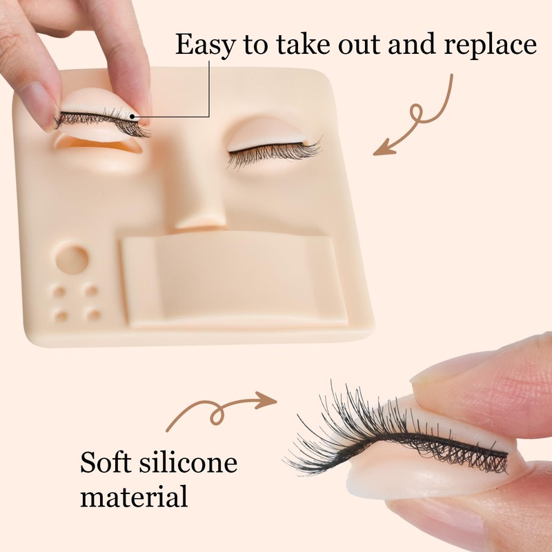 3-in-1 Lash Mannequin Head, Eyelash Extension Mannequin Head, Realistic Makeup