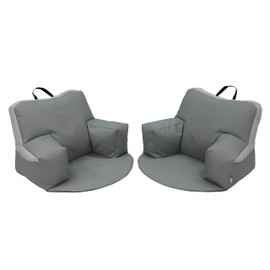 FDP SoftScape Relax-N-Read Bean Bag Chair with Supportive Back Rest, Storage Pockets and 1/2 inch Thick Foam Floor Cushion, Portable Seating for Kids Age 2-6 yrs (2-Pack) - Gray/Light Gray, 12367-GYLG