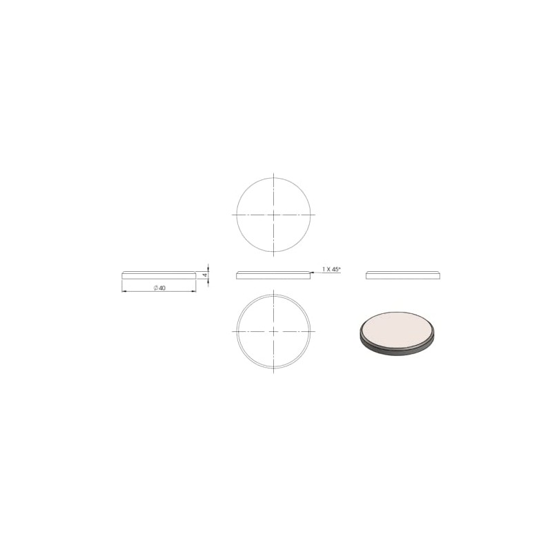edelstahlonline24 Round Diameter 40 mm with Bevel, Thickness 4 mm,