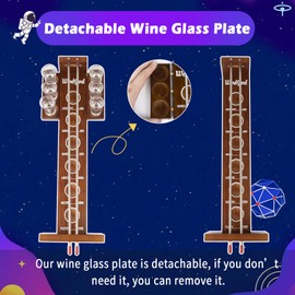 Shoot The Moon Game,with 2 Wine Glass Plate&6 Glasses, Large 17 inches,Classic Desktop Games, Solid Wood Board with Metal Ball and Rods, Retro Balancing Game for Family and Bar (Cherry)