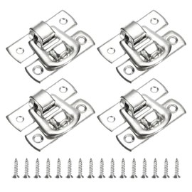 sourcing map 4 Pcs Hasp Clasp Latch Lock, 30 x 18mm Decorative Retro Box Toggle Latch Metal Buckle Hasp Lock with Screws for Jewelry Box Suitcase Toolbox Wooden Case, Silver