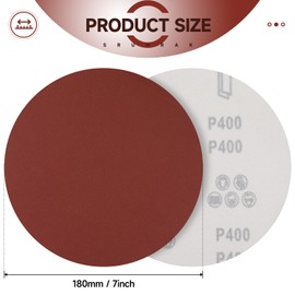 Sruhrak Pack of 30 Sanding Discs 400 Grit 180 mm Velcro Round Sandpaper for Wall Ceiling Sanders Drywall Sanders
