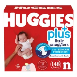 Huggies Little Snugglers Plus Newborn Diapers, 148 Ct for Newborn (up to 10 lbs)