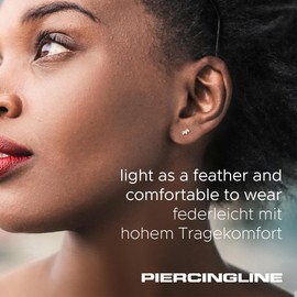 PIERCINGLINE Titanium Ear Piercing with Internal Thread | 3 Crystal Drops | Piercing Ear Helix Tragus Lobe | Choice of Colours and Sizes, Titanium