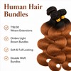 T1B/30 Ombre Light‑Brown Body‑Wave 3‑Piece Hair Bundles, 18‑20‑22 Inches