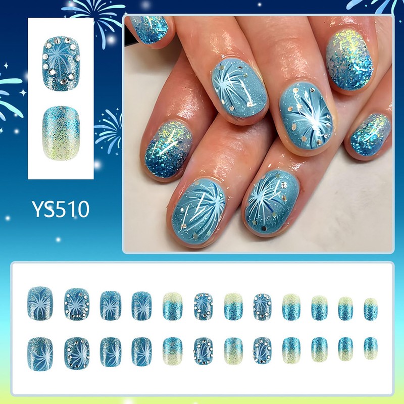 FIEONCIY Press on Nails Square Short Length Glossy Full Cover