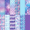 24 PCS Mermaid Scrapbooking Paper Pad, Purple Scale Double Sided
