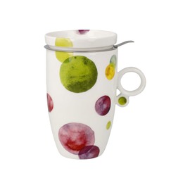 Goebel Colori Mix 23-123-38-1 Tea Cup with Lid and Strainer Made from Pleasantly Light Fine Bone China, Dishwasher Safe, Capacity 0.45 L, Dimensions: 12 x 8.5 x 15 cm
