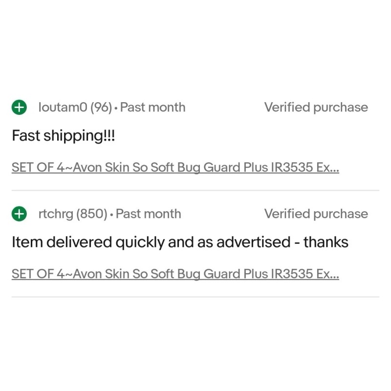 Avon SET OF 4~Avon Skin So Soft Bug Guard Plus