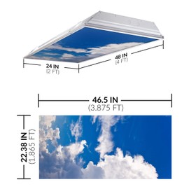 Fluorescent Light Cover for Classroom Ceiling Lights Clouds - Premium Backlit Film Insert 2x4 (22.38"x46.5") Florescent Fixture (Pack of 1) School, Office, Sensory, Improve Focus, Eliminate Headaches