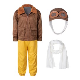 TOGROP Pilot Aviator Costume Kids Coat Pants Hat Scarf Girl Boy Party Cosplay 2-3T