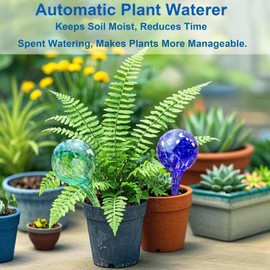 Self Watering Globes for Plants Set of 6 - Automatic Glass Plant Watering Bulbs for Indoor & Outdoor Use - Multicolored Watering Devices for Daily Plant Care