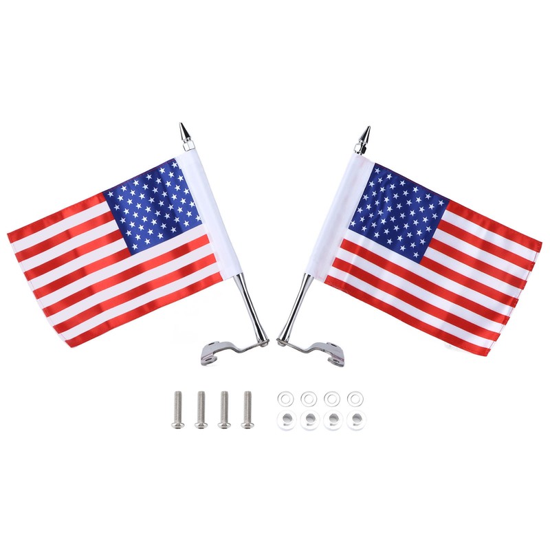 Trunk Lid Flag Pole Mount Kit with USA American Flag