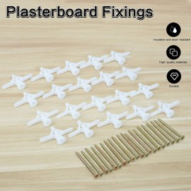 Self-Drilling Plasterboard Dowel 20 Pieces Dowels and 20 Pieces Universal Dowels Expansion Screw Drywall Anchor with Screws for Plasterboard Concrete Bricks Stone
