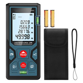 Tiardey Rangefinder,LM50 50M Digital Laser Distance Measurer With LCD Backlight M/In/Ft With Multiple Measuring Modes Such As Pythagoras/Distance/Area/Volume Measurements