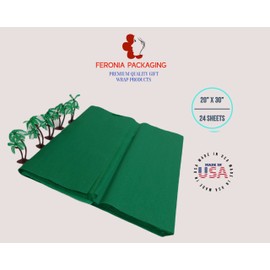 Emerald Green Tissue Paper Squares, Bulk 24 Sheets, Premium Gift Wrap and Art Supplies for Birthdays, Holidays, or Presents by Feronia packaging, Large 20 Inch x 30 Inch