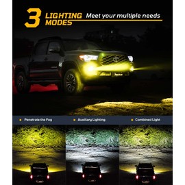 Tequison Unique 3-Mode 7000LM LED Fog Lights Kit for Tacoma 2012-2022, 4Runner 2014-2022, Yellow/White/Combo Beam, IP67 Waterproof Aluminum Housing, Plug & Play (Pack of 2)