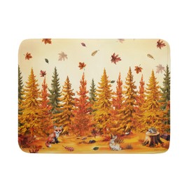 Autumn Forest Dish Drying Mat - Welcome Fall Fox Drying Pad for Counter Wildlife Dish Drainer Mat Cabin Animal Kitchen Accessories 18 X 24 Inch