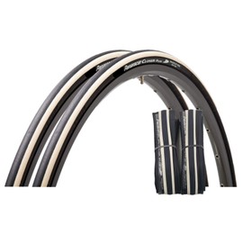 Panaracer F725-CLSP-W-2P Closer Plus Clincher Bicycle Tire, 700 x 25C, for Hybrid/Road Bikes, Road Races, Commuting, Touring, Simple Packaging, Black/White Stripe, Pack of 2