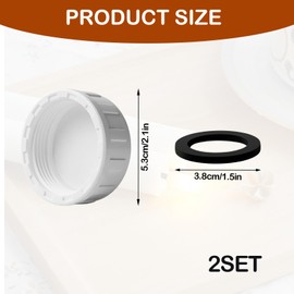 2 Pcs Sink Blanking Cap, Blanking Cap for Washing Machine, Waste Pipe Caps with Female Thread, 1/4 PVC Kitchen Sink Waste Pipe Blanking, Includes Sealing Rubber Rings, for Sealing Joints and Pipe Ends