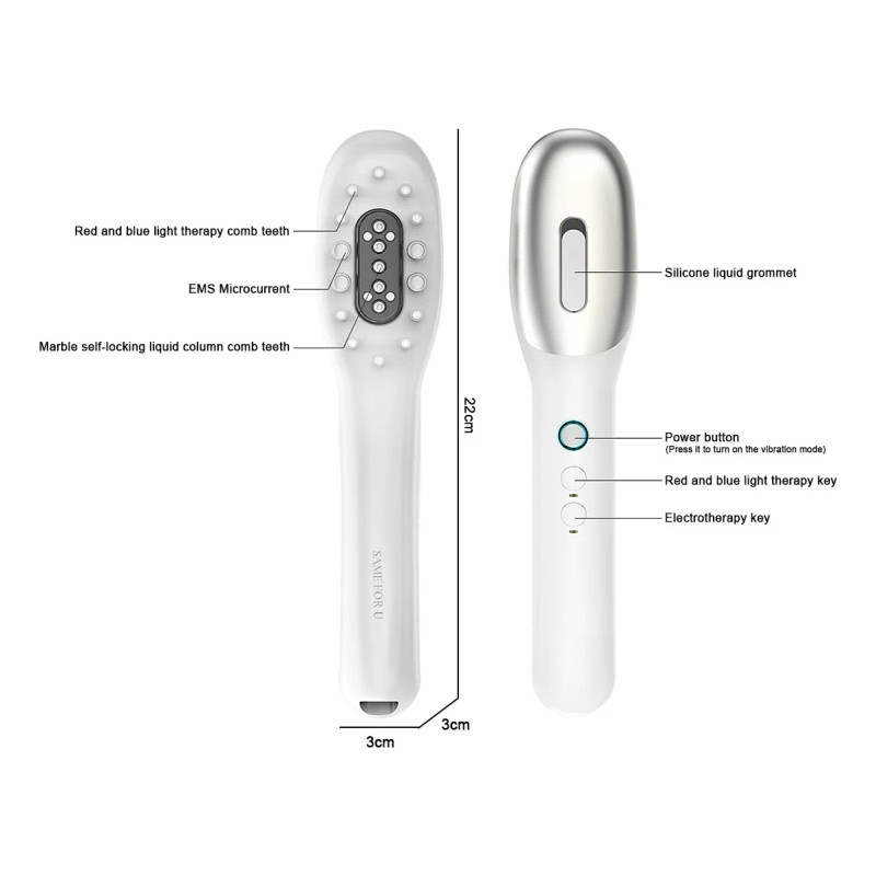 Peine De Masaje Eléctrico Rf Crecimiento Del Cabello Ems