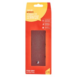 Amtech V4015 P240 Grit 1/3 Sheet Sander Set, 10 Piece Sanding Sheets, 93mm x 230mm