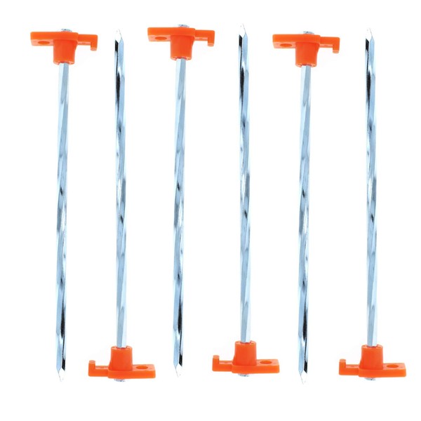 12-Piece Galvanized Steel Tent Pegs - Orange Garden Stakes