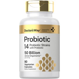 Doctor's Way Probiotic Supplement | 50 Billion Active Organisms | 90 Capsules | 14 Strains with Prebiotic | for Men and Women | Vegetarian, Non-GMO, Gluten Free