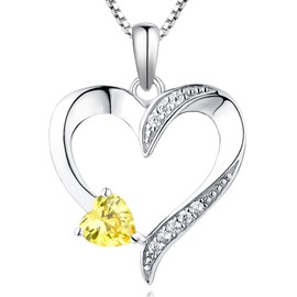 YL Heart Necklace 925 Sterling Silver Love Heart Pendant Created Topaz Jewelry for Women