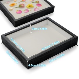 TXXATX 3D Picture Frame for Filling, 20 x 20 x 3 cm, Deep Picture Frame for Filling, Black Picture Frame, 3D for Filling with Transparent Acrylic Plate for Desktop, Wall, Photos, Objects, Wedding