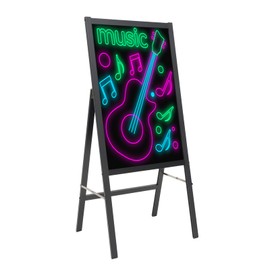 LIAPDG LED Message Writing Board, 15.75 x 23.62-Inch Menu Board for Kitchen, Food Truck Portable Standing Menu Sign Board with 7 Light Colors and 11 Flashing Modes for Homes, Weddings in Menu Boards