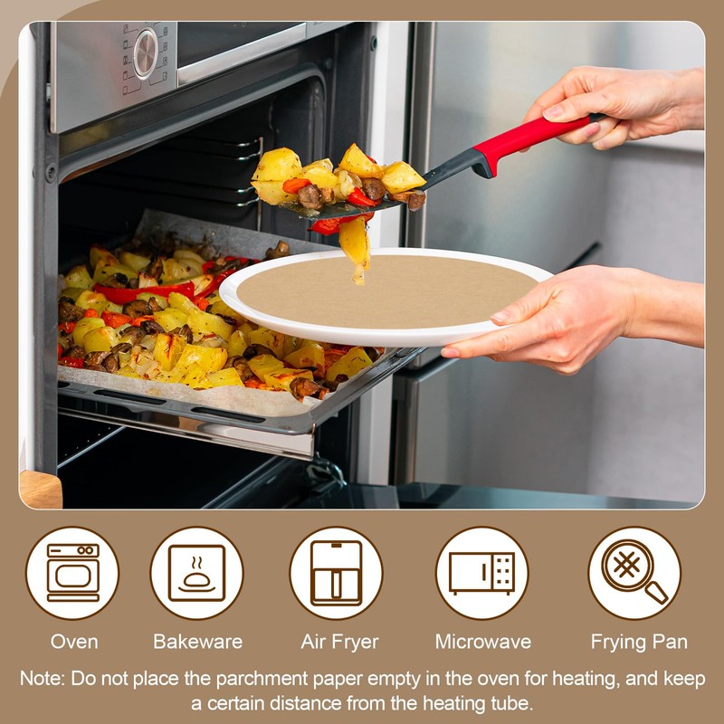 sourcing map 100 Pcs Unbleached Parchment Paper Baking Sheets Rounds,