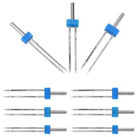 SEWACC 9Pcs Twin Needles for Sewing Machines - Adjustable 2/3/4Mm Needle Spacing, Durable Metal Design, Prevents Skipped Stitches, Ideal for Knits and Fabrics