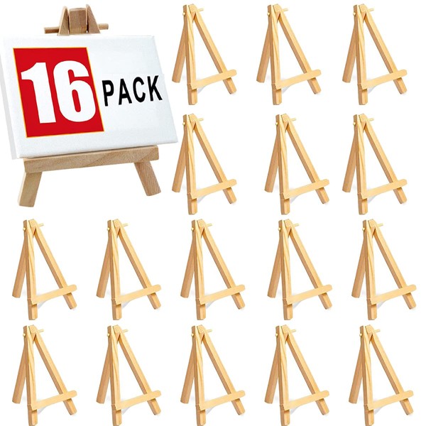 16 Pack 6" Small Art Easel Stand, Tabletop Wooden Display