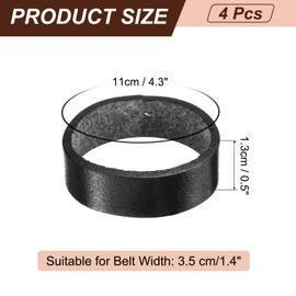 sourcing map 4 Pcs Leather Belt Loop Keeper, 4.3 Inch Belt Straps Ring Replacement Strap Holder Wide Belt Retainer for Securing Additional Length Straps in Place, Black