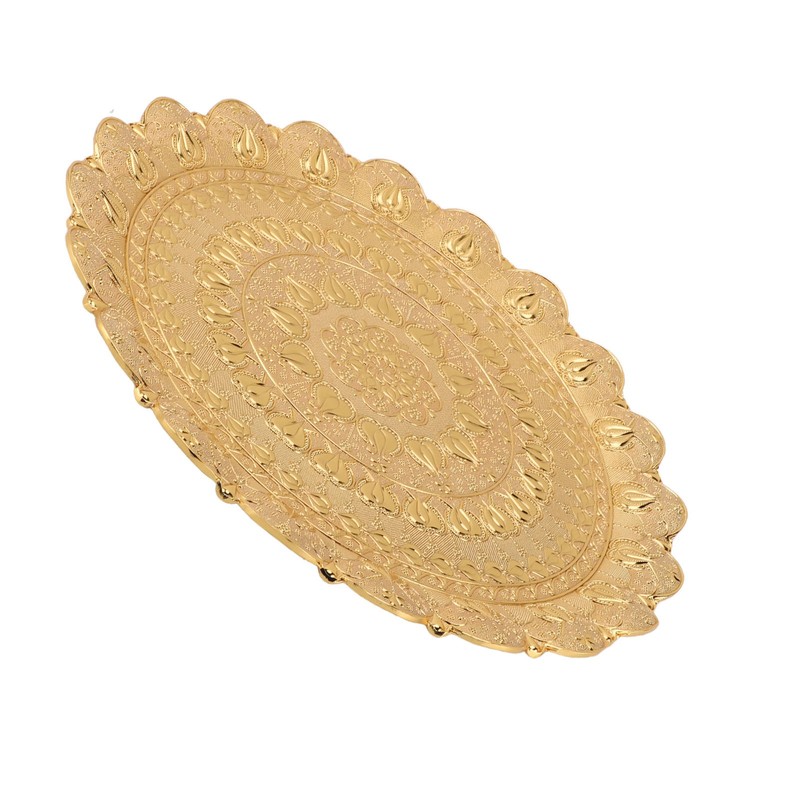 Turkish Tea Coffee Serving Tray Vintage Style Embossed Pattern Round