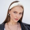 YISSION Pearl Knotted Headband for Women Non Slip Leather Beaded
