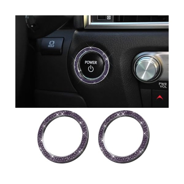 RGOAANC RGOAANC 2PCS Crystal Rhinestone Engine Start Stop Decoration Ring,