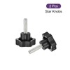 sourcing map 2Pcs Star Knobs, M10x35mm Plastic Hex Shaped Clamping