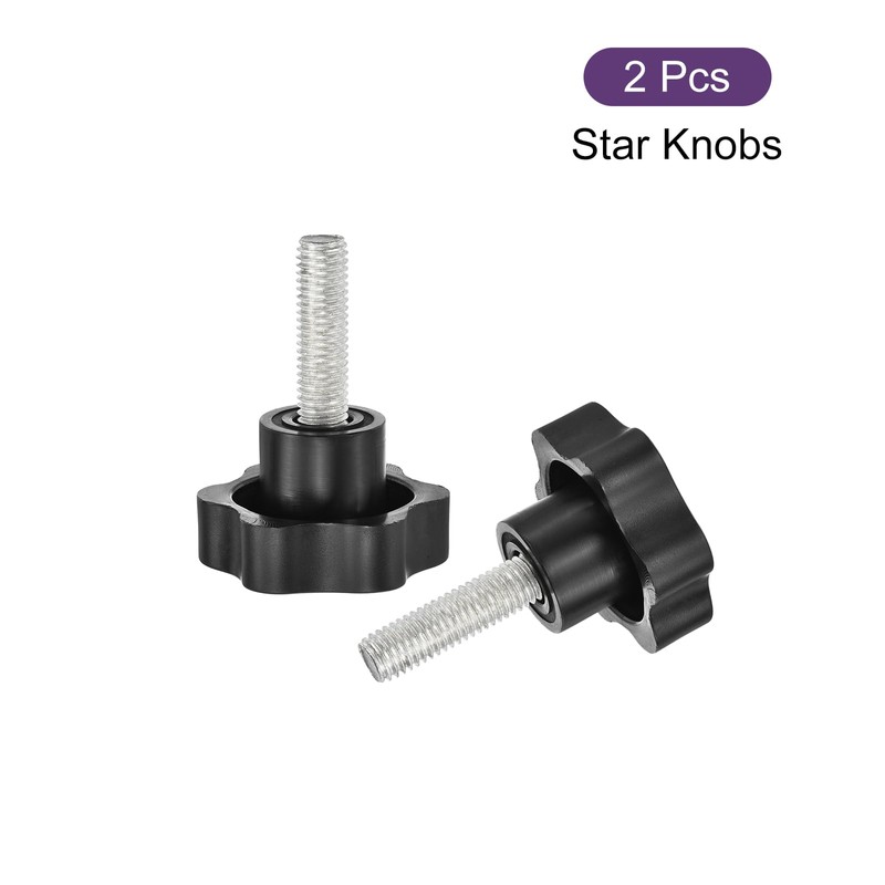 sourcing map 2Pcs Star Knobs, M10x35mm Plastic Hex Shaped Clamping