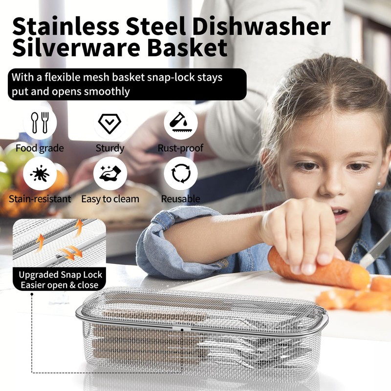 WHBDGP Dishwasher Basket,18/8 Stainless Steel Dishwasher Basket for Small Item,Replacement