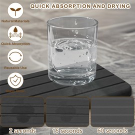 Water Absorbing Stone Tray for Sink (Dark Grey-1, 4 Pcs)