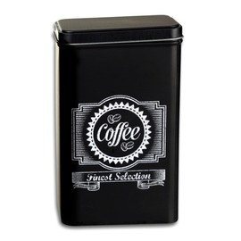 hibuy Set of 3 Retro Tin Canisters, Coffee Canister, Tea Tin & Sugar Bowl, Storage Jars with Lid, Colour: Black and White, 19 x 11 cm