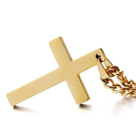 ROSTIVO Cross Necklace Pendant for Women Men Cross Chain Gift (Gold)