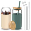 20 OZ Glass Cups with Bamboo Lids and Straws -