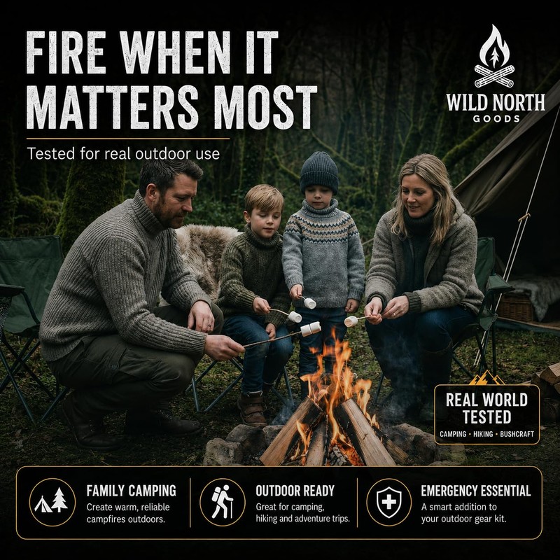 Wild North Goods Fire Starter Kit - Ferro Rod, Striker,