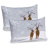 Ambesonne Christmas Pillow Sham Set of 2, Reindeers at Noel