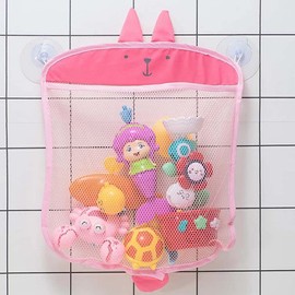 LICHENGTAI Bath Toy Storage Bath Toy Net, Baby Toy Organiser, Bathroom Hanging Mesh Bag Holder for Baby Tub Toys, Pink