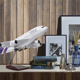 24-Hours 18” 1/160 Scale Airplane Model Thailand Airbus 380 Model Plane with LED Light(Touch or Sound Control) for Decoration or Gift