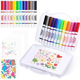 Janlaugh 63 Pcs Washable Marker Set for Kid 12 Colors Markers with 50 Anti-color Bleeding Papers and Carrying Case Coloring Art Supplies for Toddlers Travel Activity School Classroom Craft Essentials